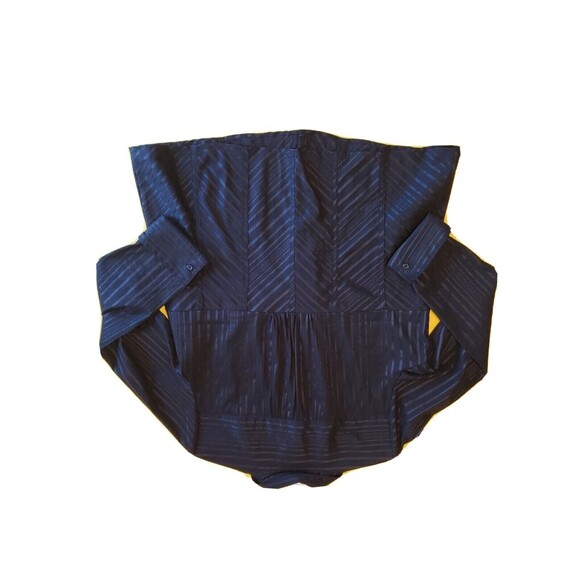 Womens Sz 18 Button Front Dressy 3/4 Sleeve Shinny Subtle Stipes Michel Antoni - Picture 10 of 11